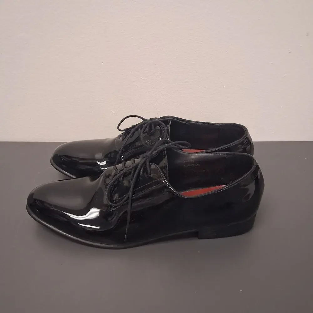 FREDERICO LEONE BLACK PATENT LEATHER MENS TUXEDO DRESS SHOES SIZE 10.5